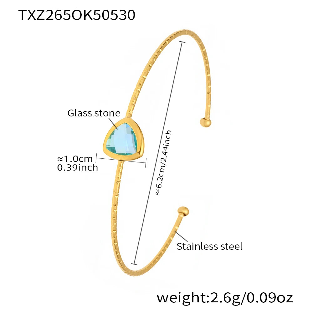 Colorful Glass Waterproof 18K Gold Plated Open Bangle Women's Multiple Styles 316 Stainless Steel Bracelet Female Luxury Jewelry