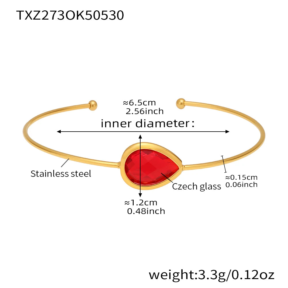 Colorful Glass Waterproof 18K Gold Plated Open Bangle Women's Multiple Styles 316 Stainless Steel Bracelet Female Luxury Jewelry