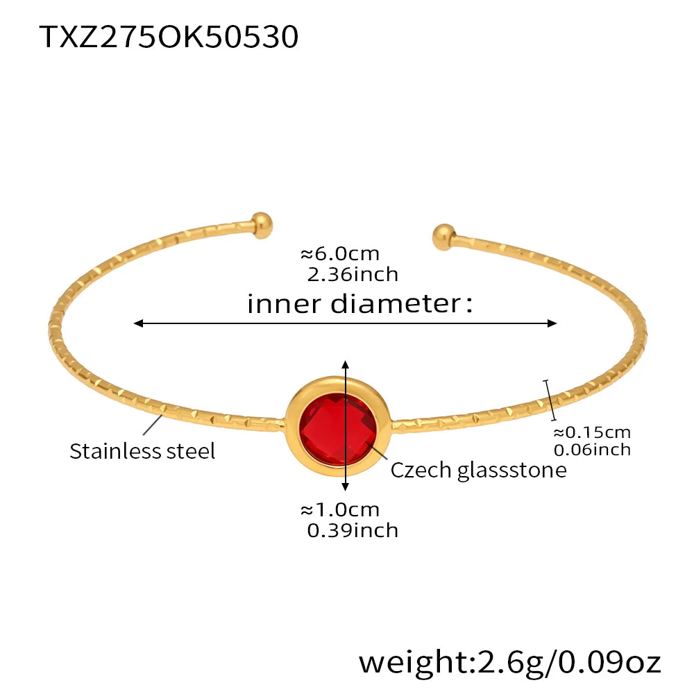 Colorful Glass Waterproof 18K Gold Plated Open Bangle Women's Multiple Styles 316 Stainless Steel Bracelet Female Luxury Jewelry