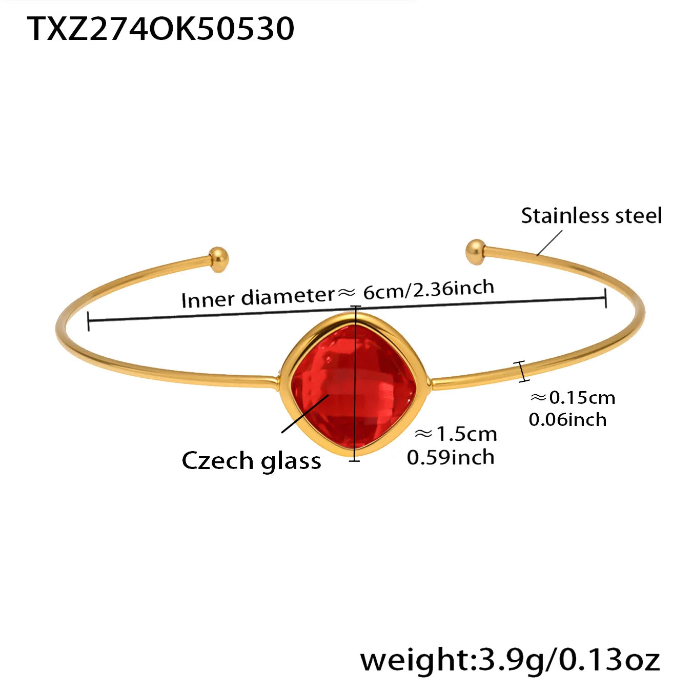 Colorful Glass Waterproof 18K Gold Plated Open Bangle Women's Multiple Styles 316 Stainless Steel Bracelet Female Luxury Jewelry