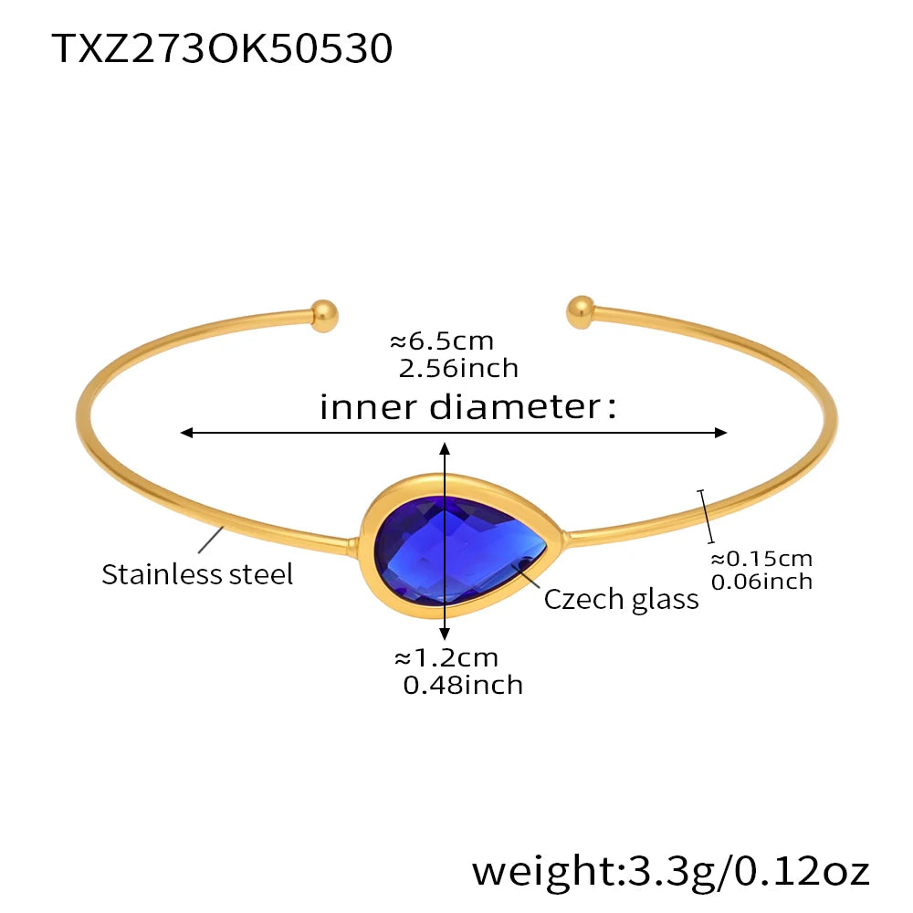 Colorful Glass Waterproof 18K Gold Plated Open Bangle Women's Multiple Styles 316 Stainless Steel Bracelet Female Luxury Jewelry