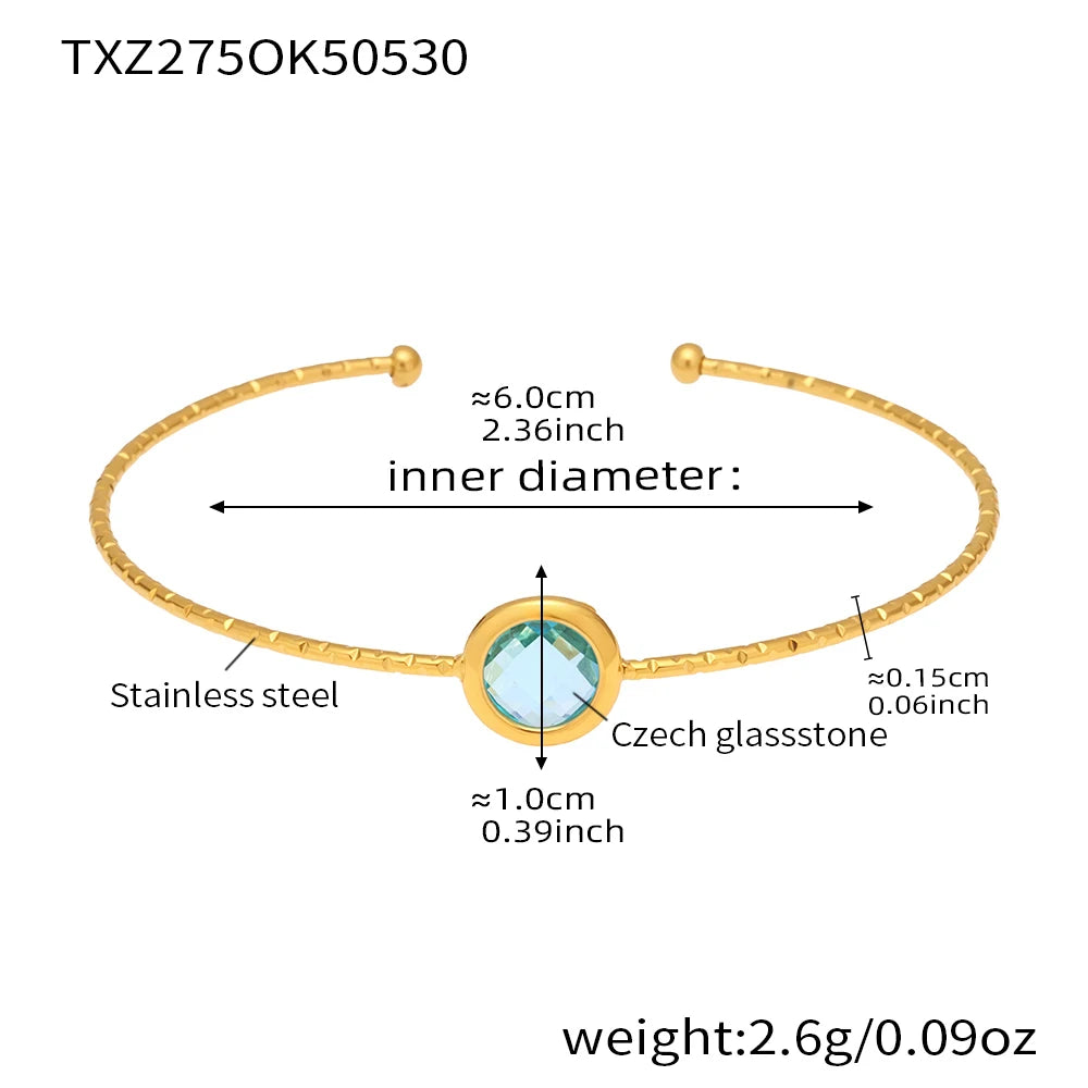 Colorful Glass Waterproof 18K Gold Plated Open Bangle Women's Multiple Styles 316 Stainless Steel Bracelet Female Luxury Jewelry