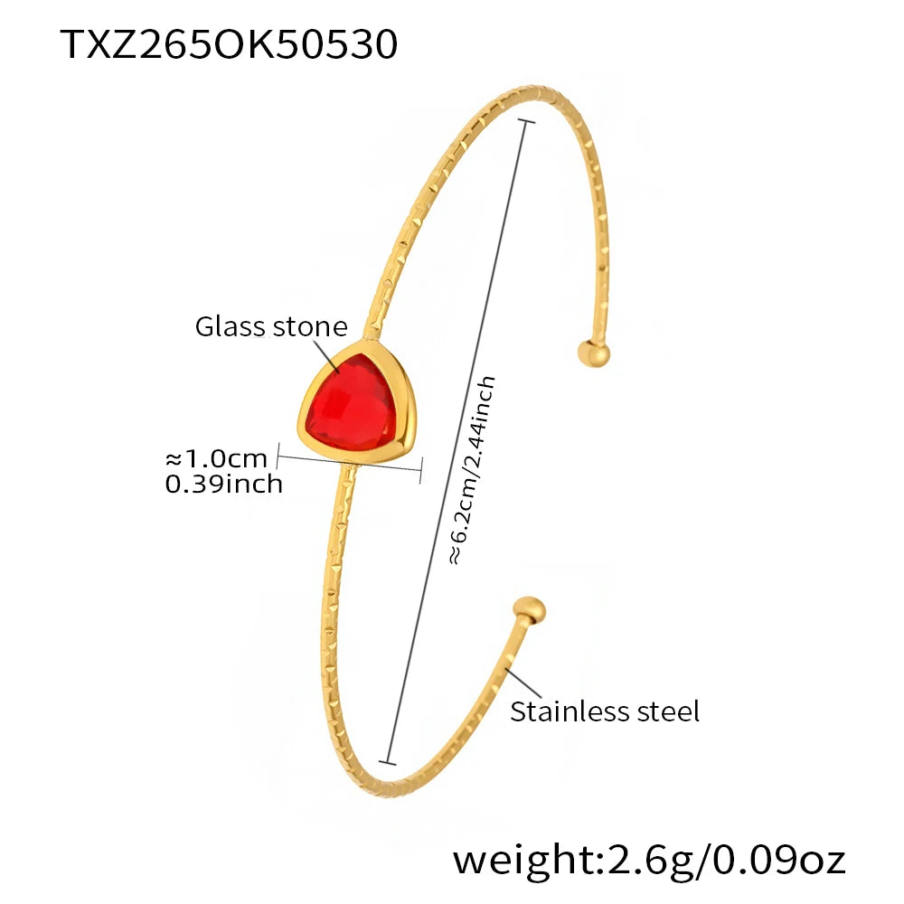 Colorful Glass Waterproof 18K Gold Plated Open Bangle Women's Multiple Styles 316 Stainless Steel Bracelet Female Luxury Jewelry