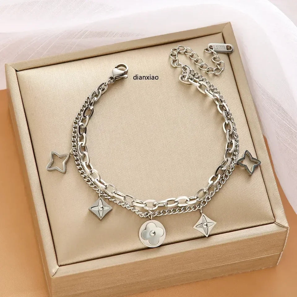2025 Do not fade the new Japanese and Korean titanium steel bracelet female all ins style personality fashion bracelet