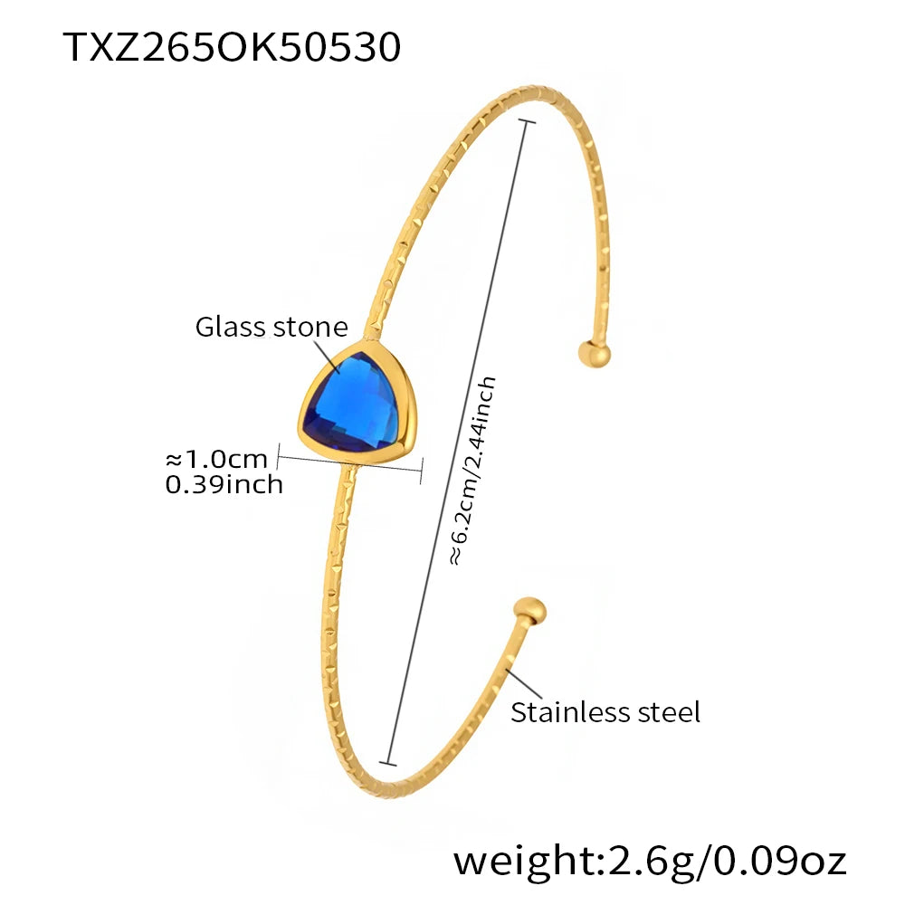 Colorful Glass Waterproof 18K Gold Plated Open Bangle Women's Multiple Styles 316 Stainless Steel Bracelet Female Luxury Jewelry