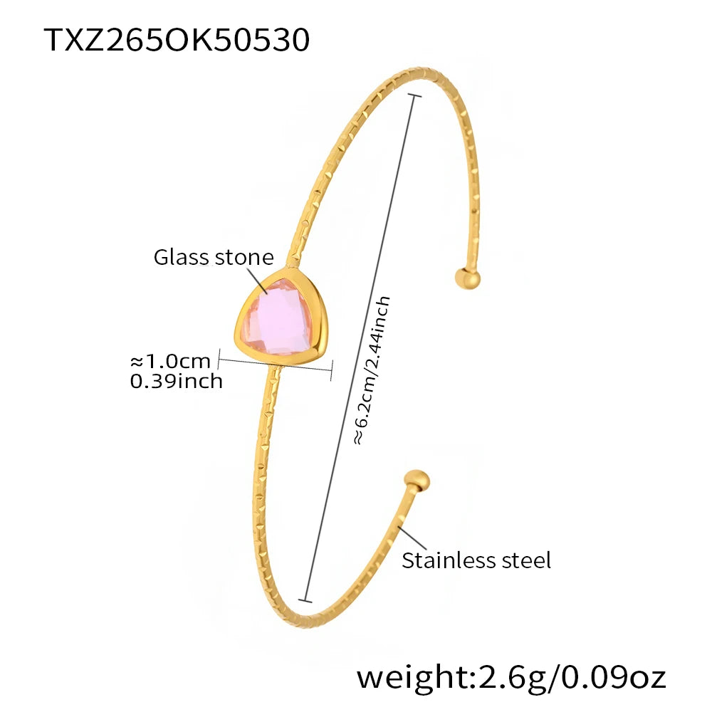 Colorful Glass Waterproof 18K Gold Plated Open Bangle Women's Multiple Styles 316 Stainless Steel Bracelet Female Luxury Jewelry