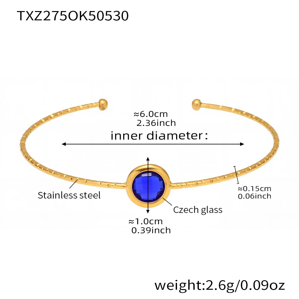 Colorful Glass Waterproof 18K Gold Plated Open Bangle Women's Multiple Styles 316 Stainless Steel Bracelet Female Luxury Jewelry