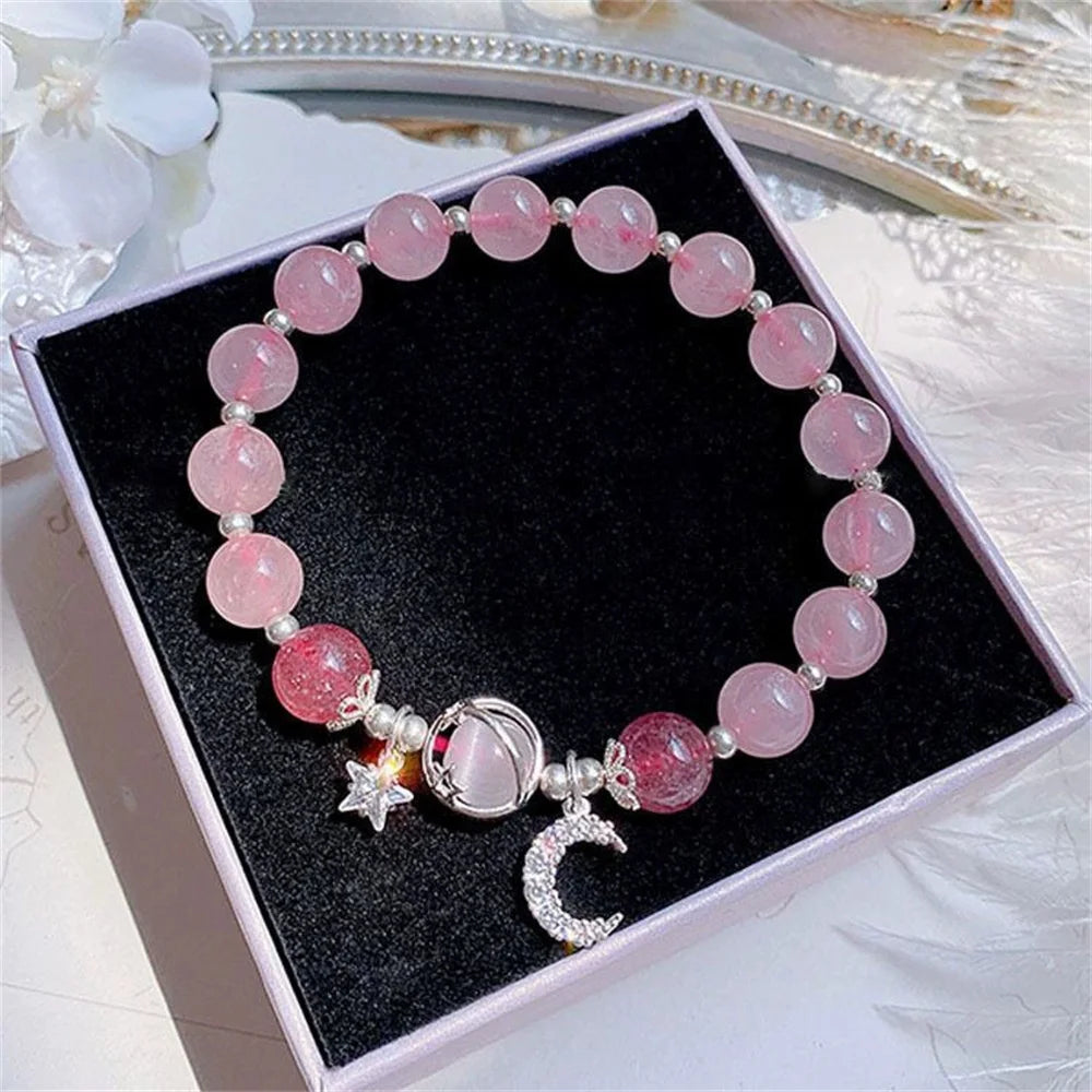 Fashion Girls Simple Beads Crystal Bracelet For Women Korean ins Flower Feather Tassel Bracelets Best Friend Jewelry Gift