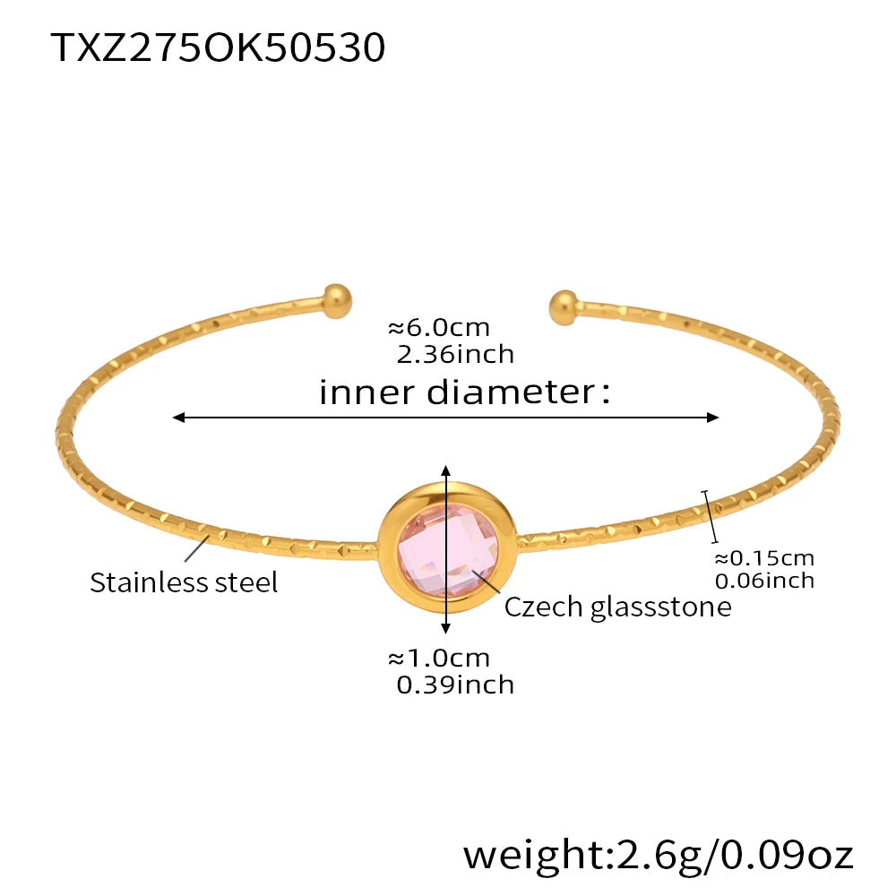 Colorful Glass Waterproof 18K Gold Plated Open Bangle Women's Multiple Styles 316 Stainless Steel Bracelet Female Luxury Jewelry