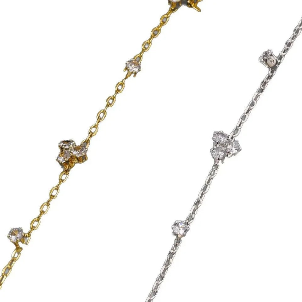 Summer New Rhinestone Flower Hand Back Bracelet Wedding Jewelry for Women Crystal Geometric Finger Bracelet Party Jewelry Gift