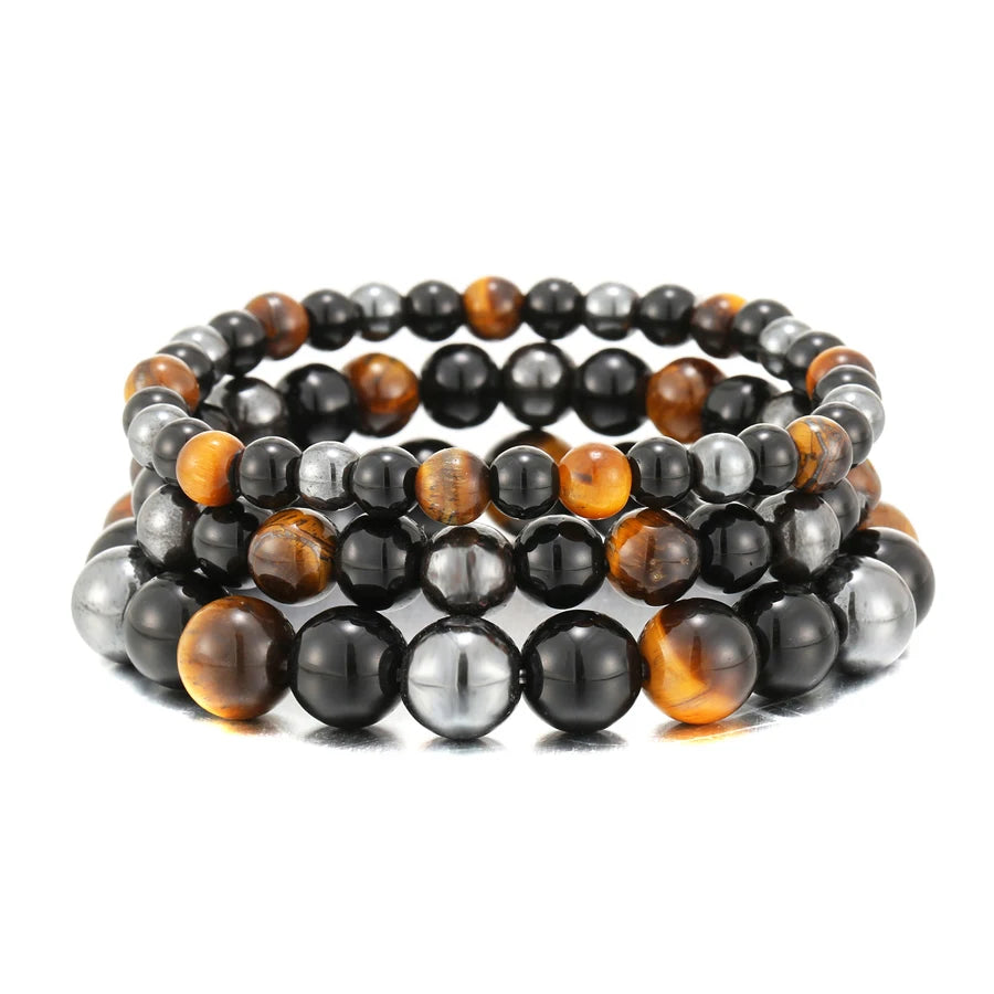 Natural Black Obsidian Hematite Tiger Eye Beads Bracelets Men for Magnetic Health Protection Women Soul Jewelry Pulsera Hombre
